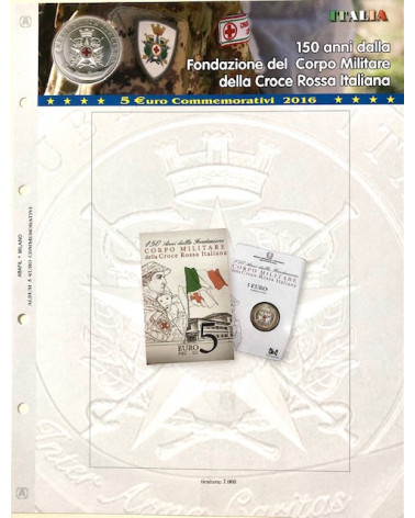 FOGLIO 5 EURO COMMEMORATIVI COINCARD ITALIA 2016 Croce Rossa