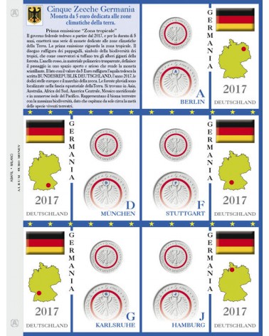 Foglio per 5€ commemorativi Germania 5 Zecche 2017