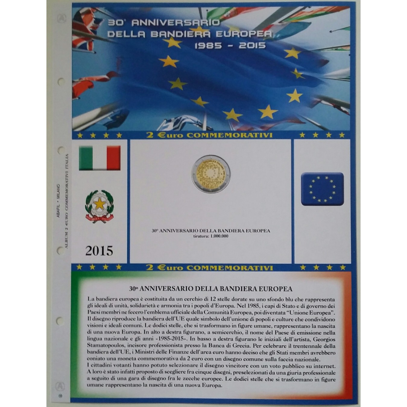 2 EURO COMMEMORATIVI ITALIA 2015 BANDIERA