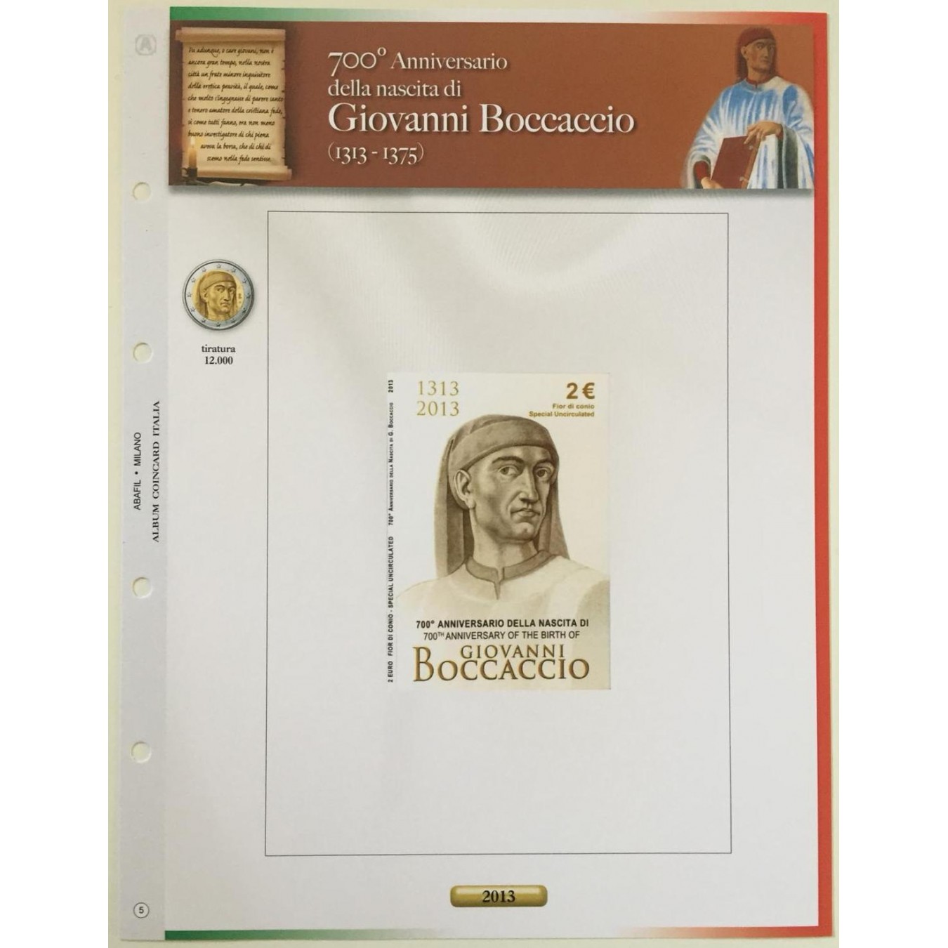 AGG. 2€ ITALIA COIN CARD 2013 BOCCACCIO