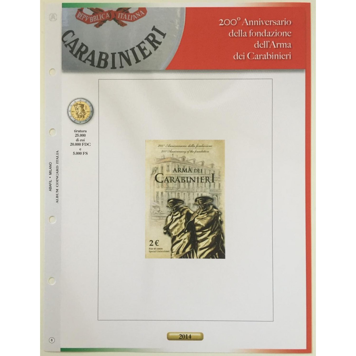 2 EURO COINCARD ITALIA 2014 - CARABINIERI