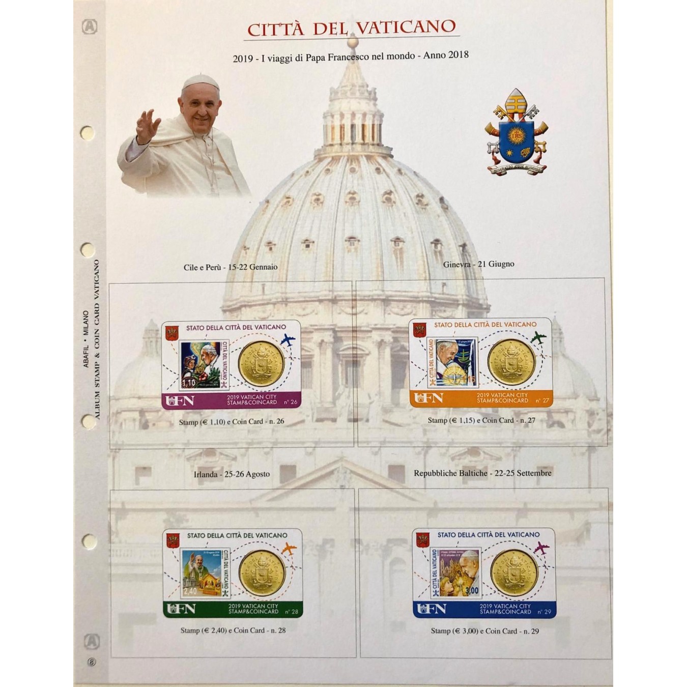 1-AGGIORNAMENTO VATICANO COIN CARD 2018/2019 VIAGGI PAPA