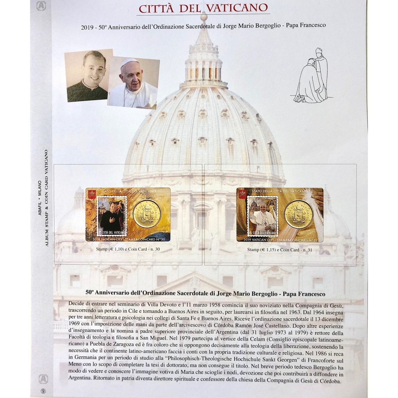 FOGLIO COINCARD VATICANO 2019 - ORDINAZIONE SACERDOTALE