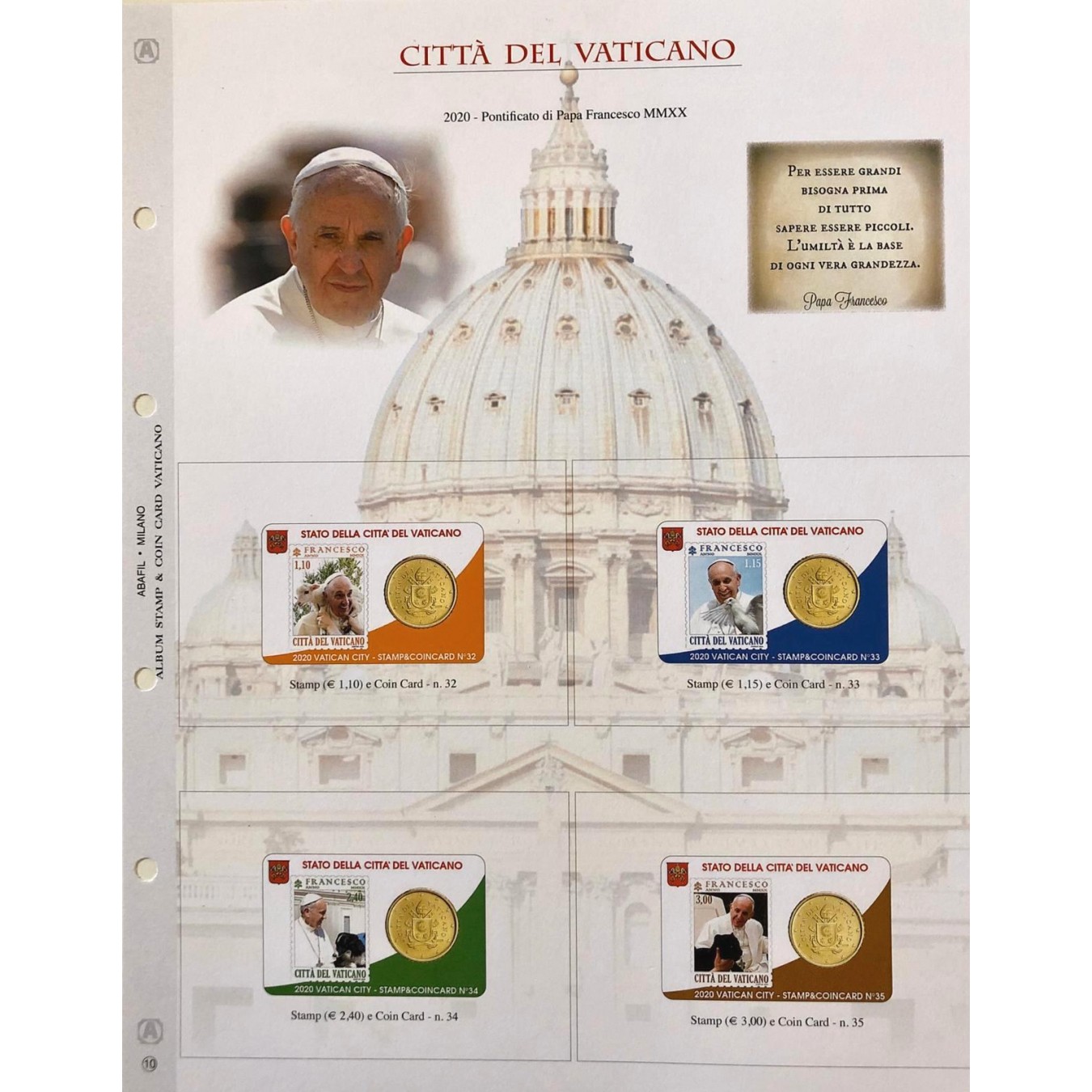 1-AGGIORNAMENTO VATICANO COIN CARD 2020 PONTIFICATO