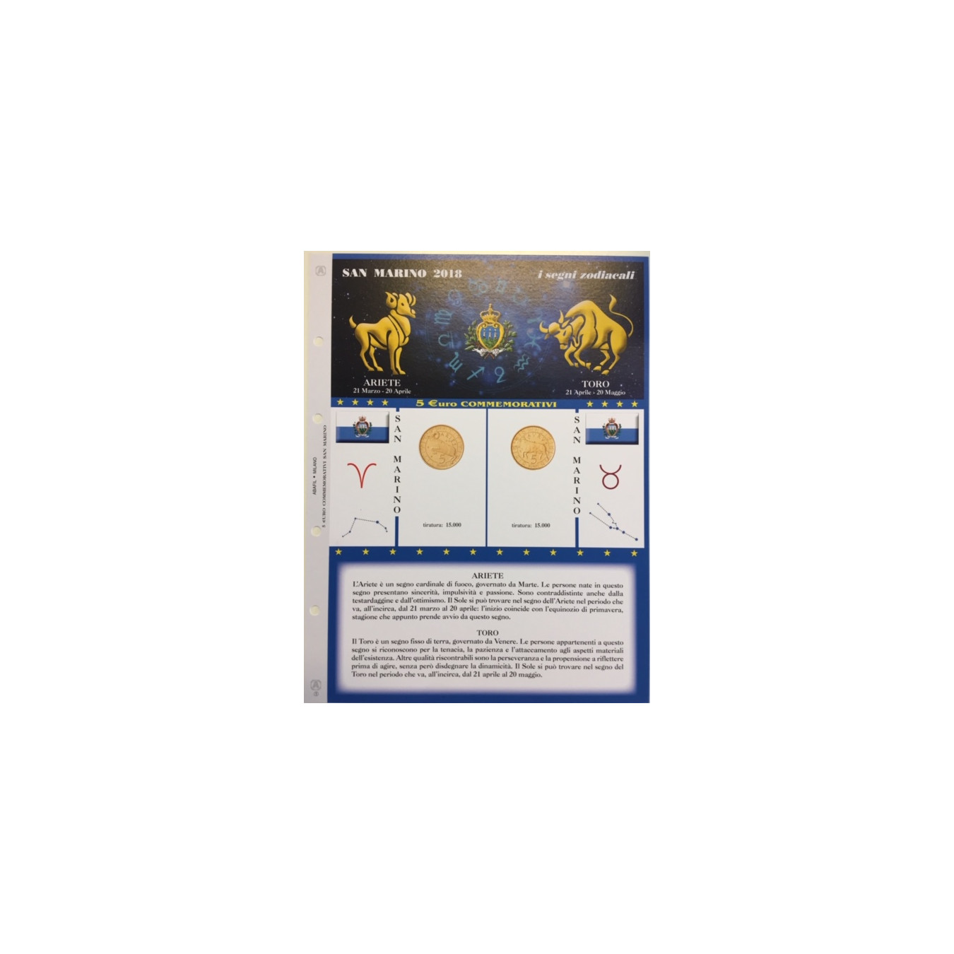 UPDATE 5€ SAN MARIN ZODIAC SIGN ARIES  BULL 2018