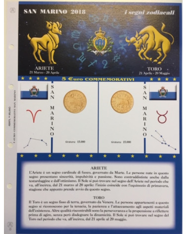 UPDATE 5€ SAN MARIN ZODIAC SIGN ARIES  BULL 2018