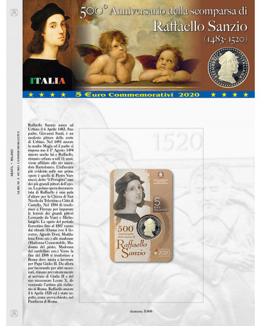 5 EURO COMMEMORATIVI COINCARD ITALIA 2020 - RAFFAELLO SANZIO