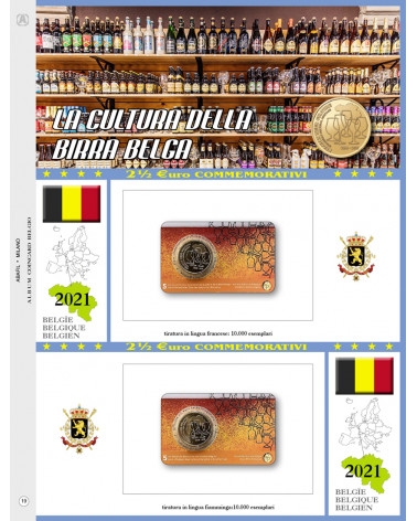 2€ 1/2  Blister DOPPIO 2021 BELGIO - Cultura Birra Belga