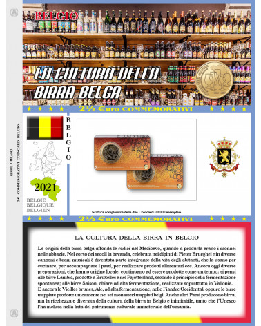 2€ 1/2 BLISTER SINGOLO 2021 BELGIO - CULTURA BIRRA BELGA