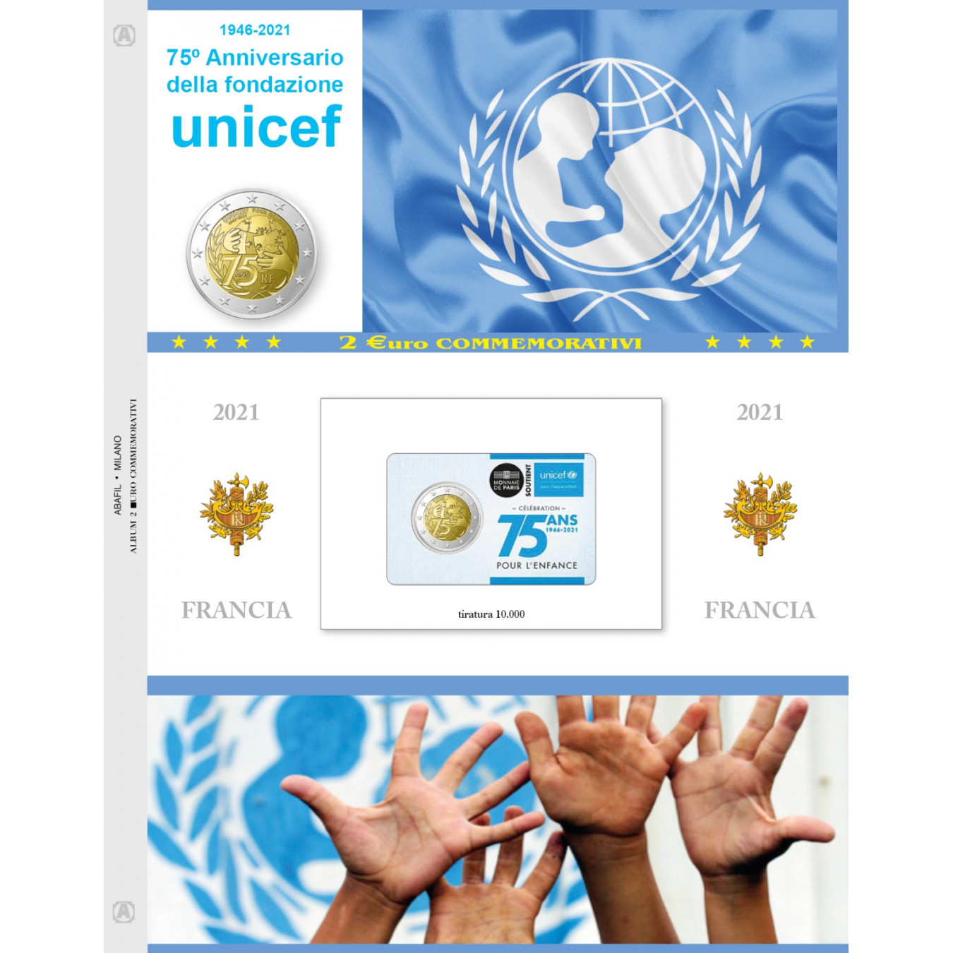 FOGLIO 2 EURO COMMEMORATIVI FRANCIA 2021 - UNICEF