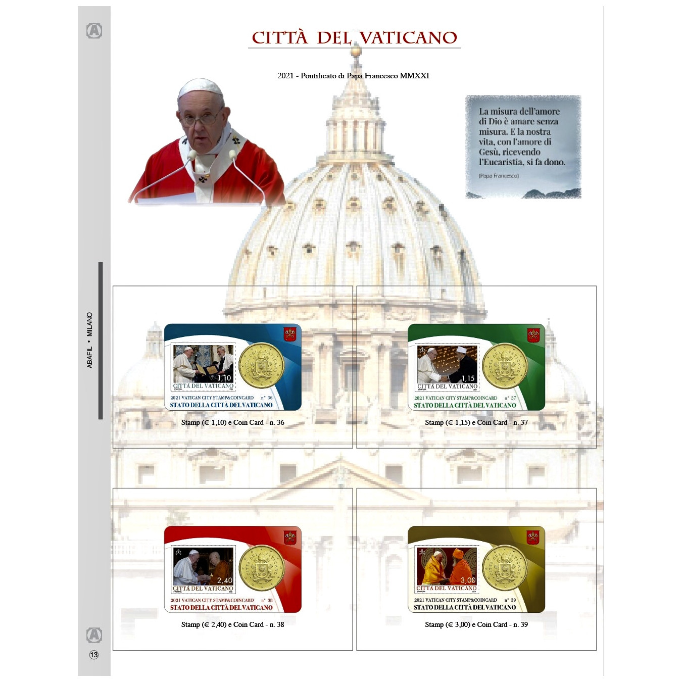 COINCARD VATICANO 2021 PAPA FRANCESCO PONTIFICATO