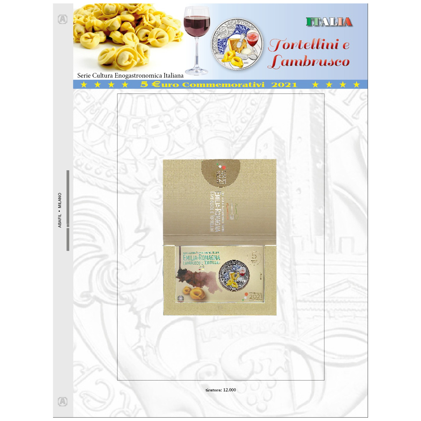 5 EURO COMMEMORATIVI COINCARD ITALIA 2021 - Tortellini e Lambrusco