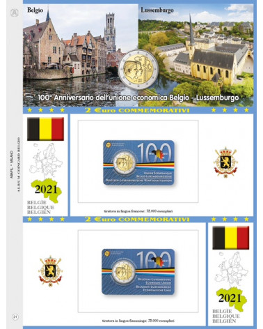 2€ blister Belgio 2021 Unione Economica doppio