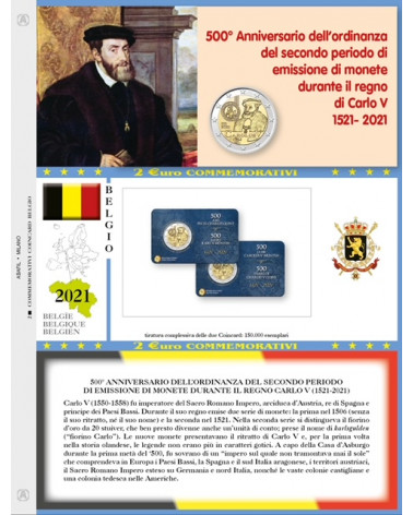 2€ Blister SINGOLO 2021 BELGIO - CARLO V