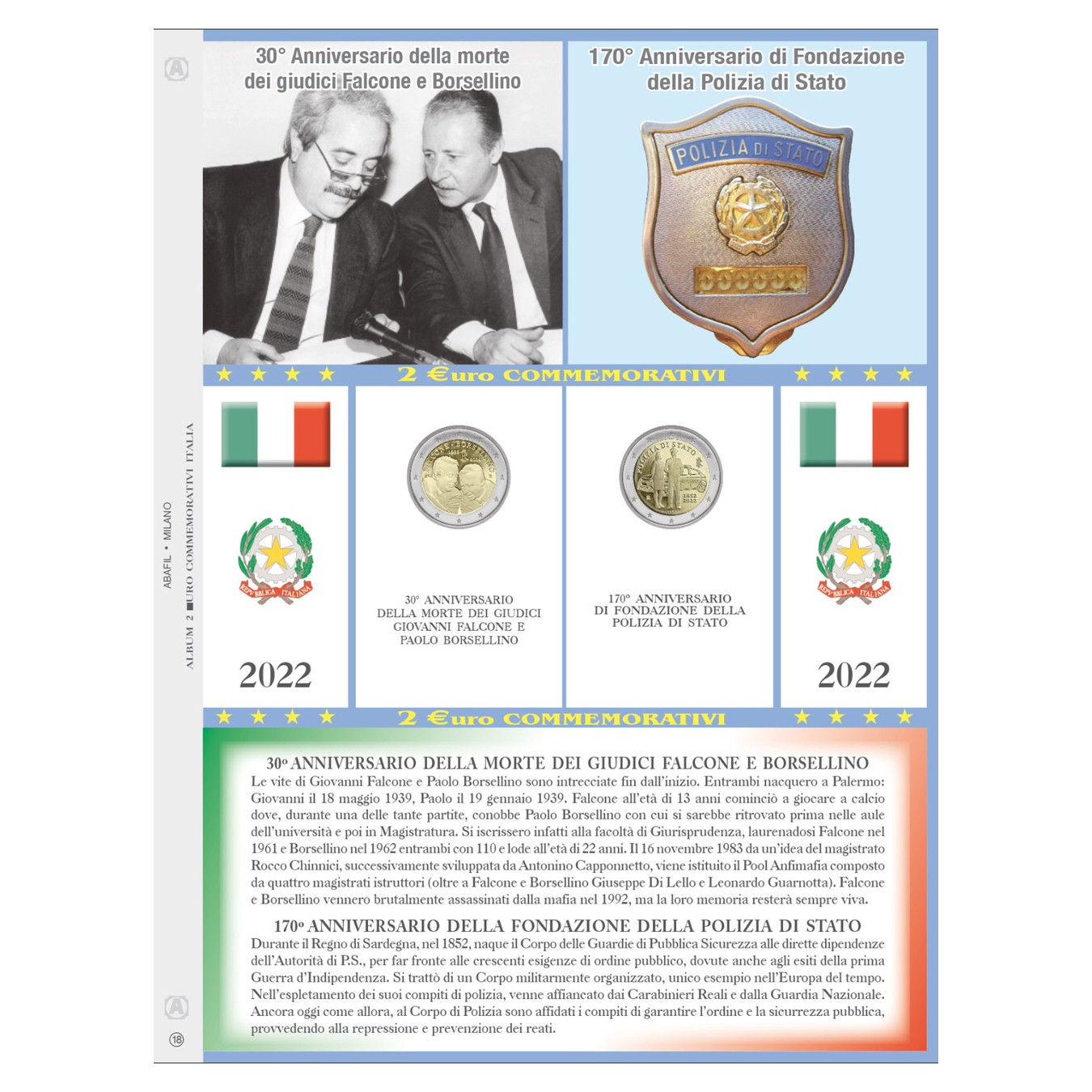 Aggiornamento Italia 2€ commemorativo 2022 Borsellino - Polizia di Stato