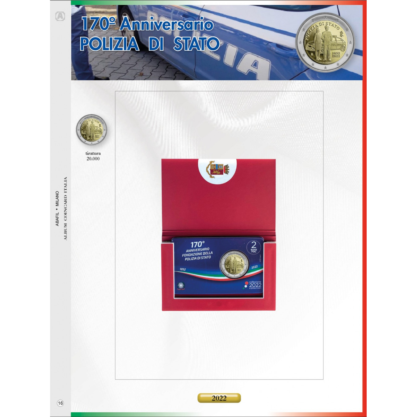 2 EURO COINCARD ITALIA 2022 - POLIZIA DI STATO