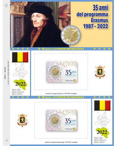 2€ blister Belgio 2022 doppio - 35 anni Programma Erasmus