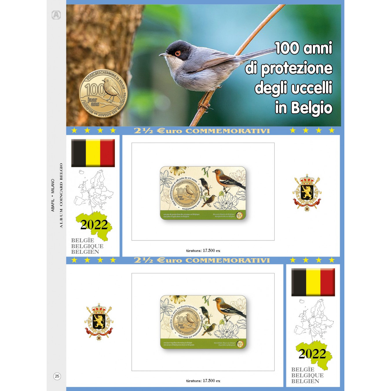 2€ 1/2 blister Belgio 2022 double bird protection Belgium