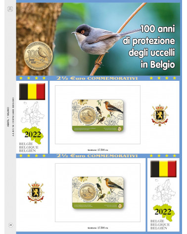 2€ 1/2 blister Belgio 2022 double bird protection Belgium