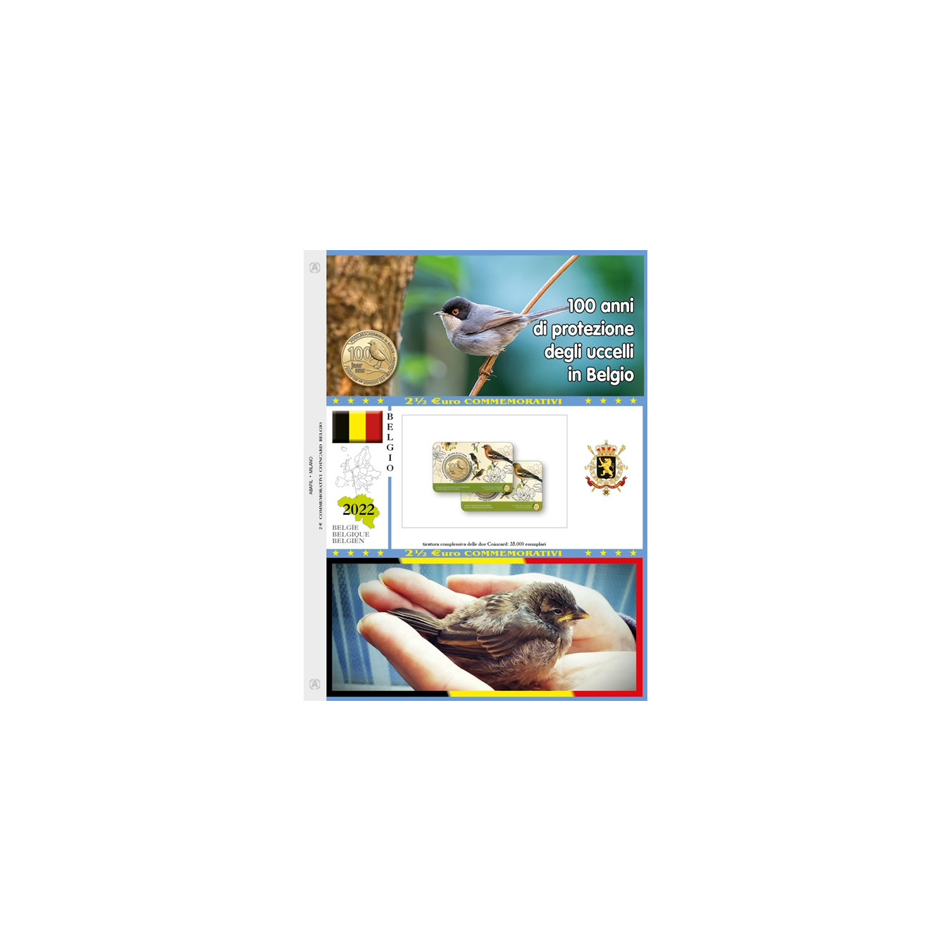 2€ 1/2 blister Belgio 2022 single  bird protection Belgium