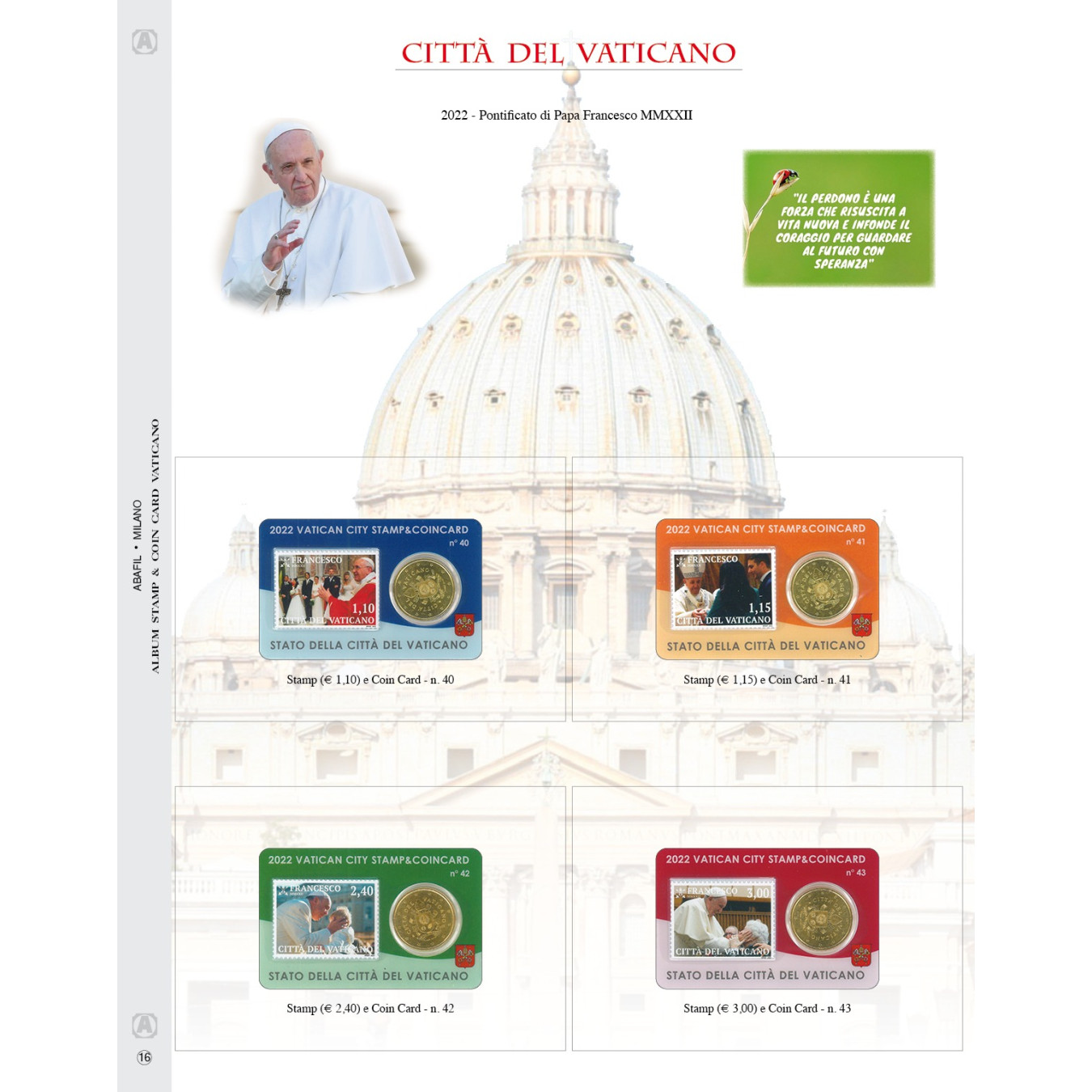 UPDATE COIN CARD VATICAN CITY 2022 card n. 40 to 43