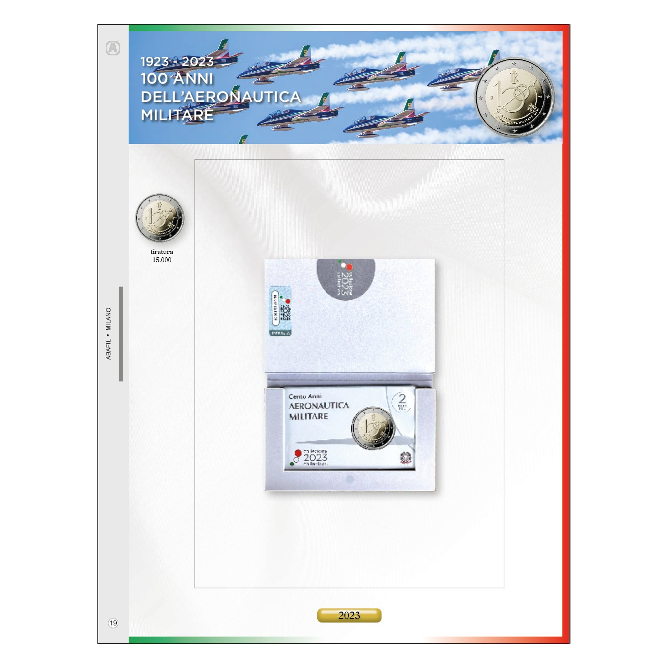 Update 2€ comm. coin card  Italy 2023 - aeronautic