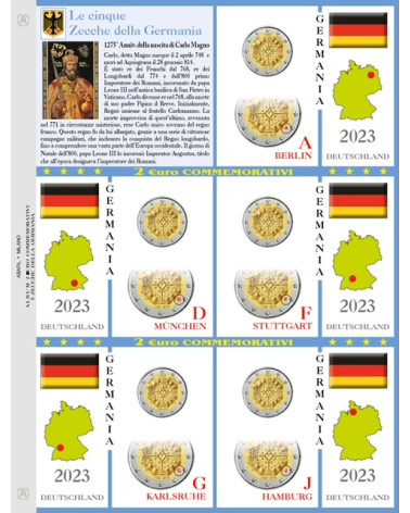 2€ delle 5 zecche di Germania 2023 Carlo magno