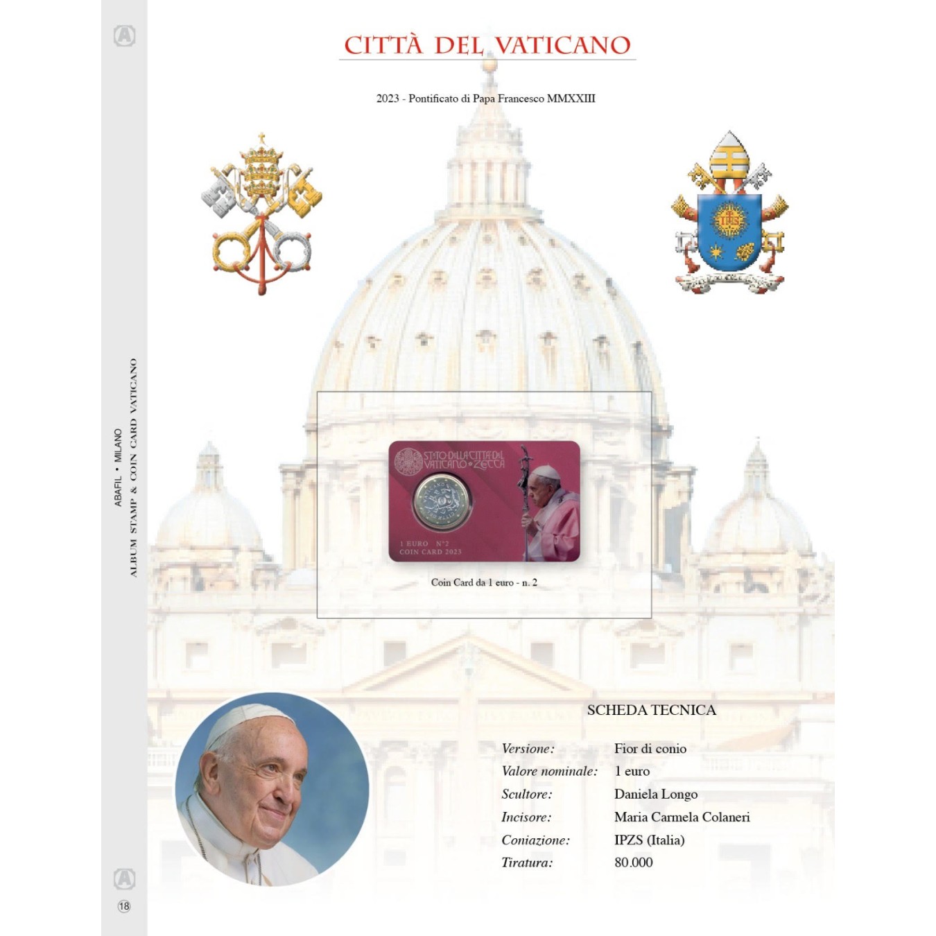 COINCARD VATICANO 2023 - CARD 1 EURO NR. 2