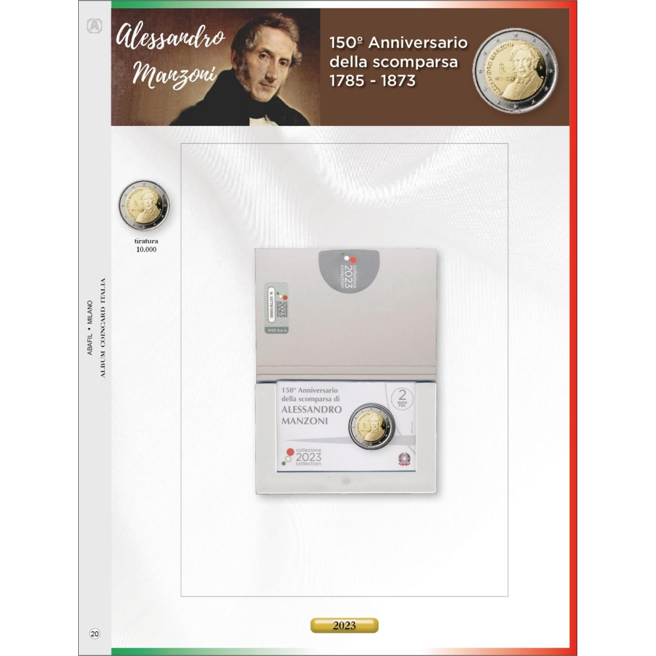 2 EURO COINCARD ITALIA 2023 - A. MANZONI