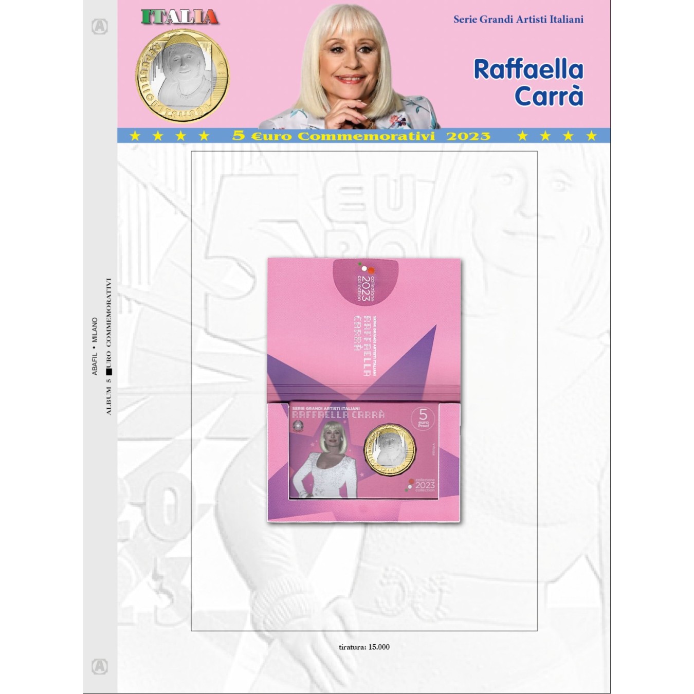 5 EURO COMMEMORATIVI COINCARD ITALIA 2023 - RAFFAELLA CARRA'