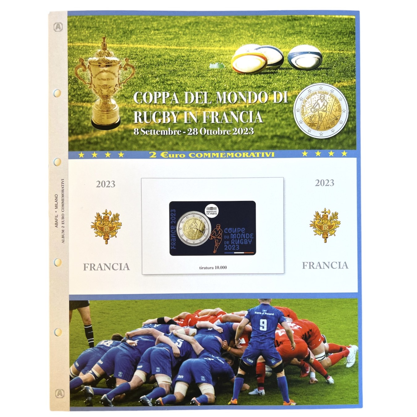 2 EURO COMMEMORATIVI FRANCIA 2023 - COPPA DEL MONDO DI RUGBY