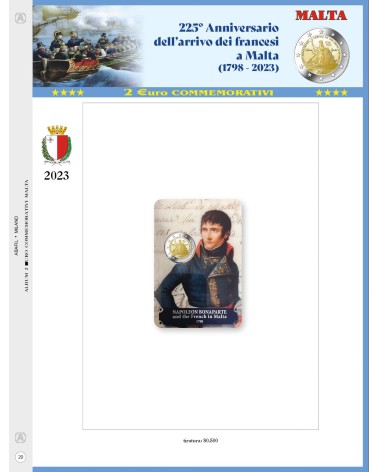 FOGLIO 2 EURO COMMEMORATIVI MALTA 2023 - NAPOLEONE BONAPARTE