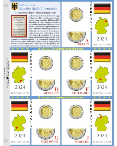 2€ of 5 mints of Germany 2024 AGGIORNAMENTO FOGLIO 2 EURO 5 zecche Germania 2024 - Costituzione di Francoforte