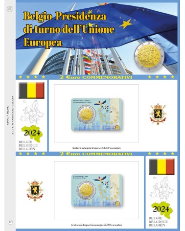 AGGIORNAMENTO FOGLIO 2 EURO COMMEMORATIVI Blister DOPPIO 2024 BELGIO - Presidenza Europea