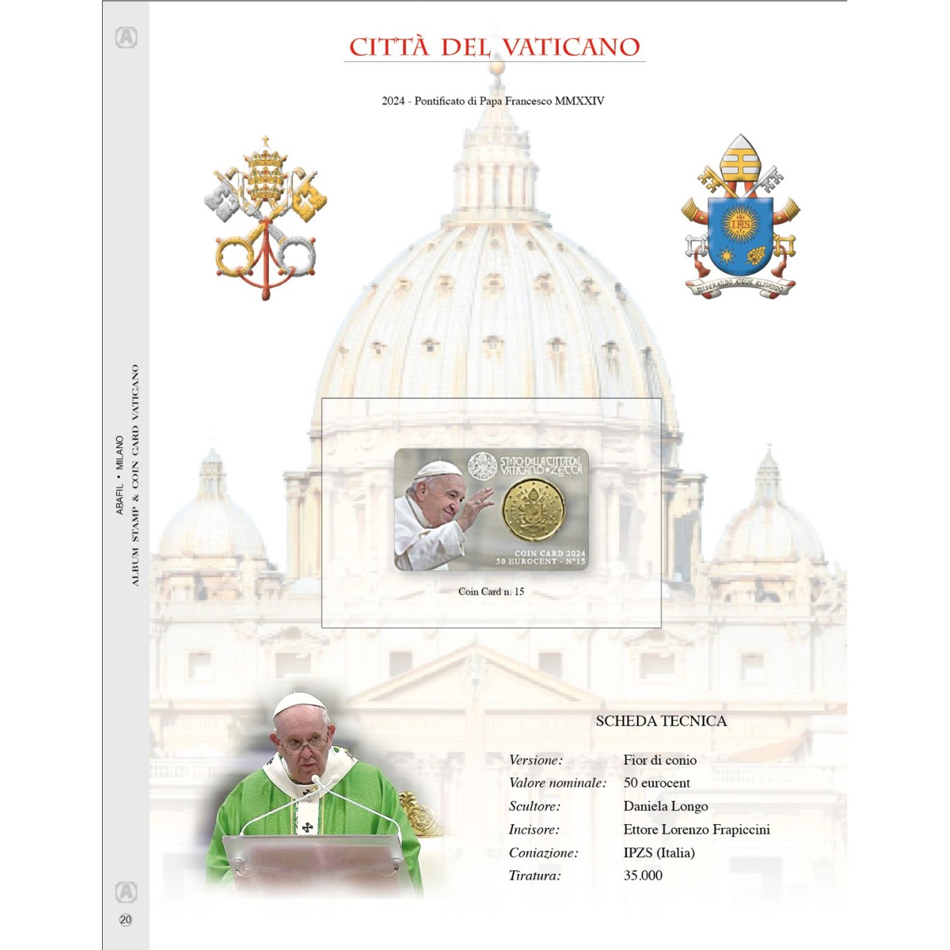 FOGLIO COINCARD VATICANO 2024 - CARD n.15