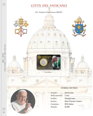 FOGLIO COINCARD VATICANO 2024 - CARD 1 EURO NR. 3