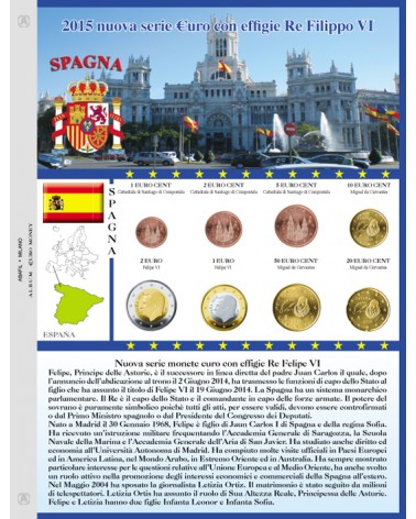 Foglio EuroMoney Spagna  2015 - Nuova effigie - Re Felipe